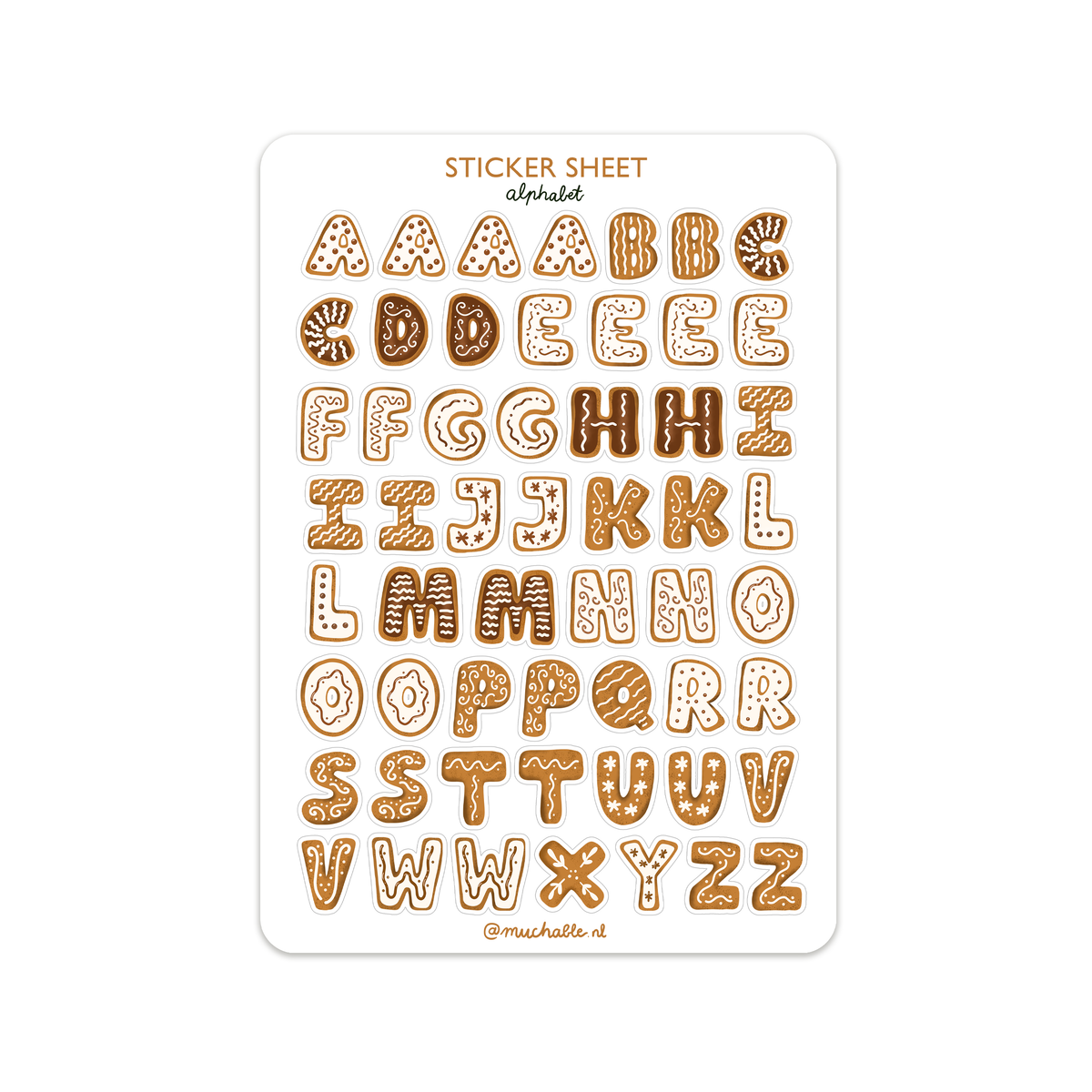 Muchable - A5 Aufkleberbogen/Stickerbogen - Weihnachtsplätzchen-Alphabet