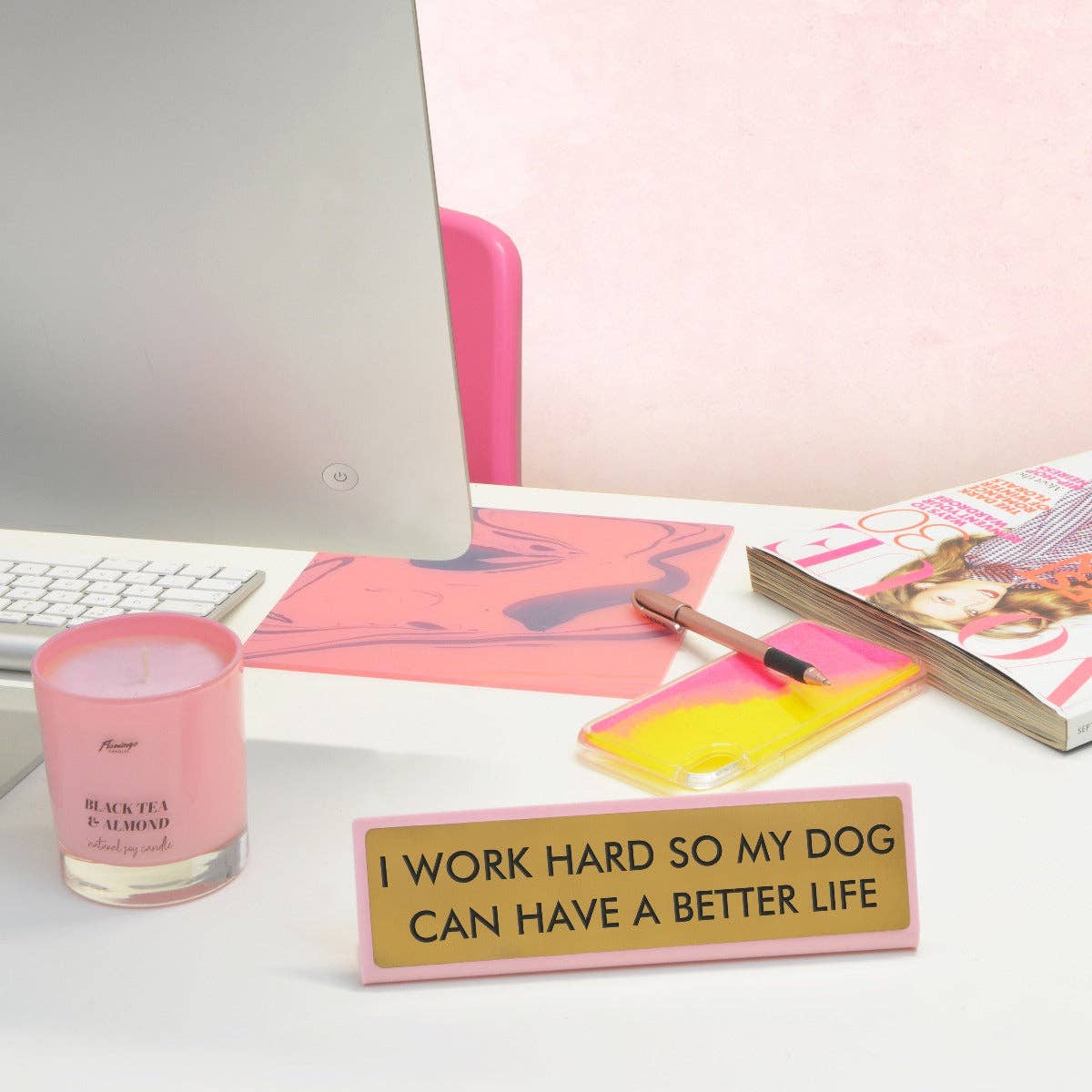 Schild für Schreibtisch „I Work Hard So My Dog Can Have a Better Life“