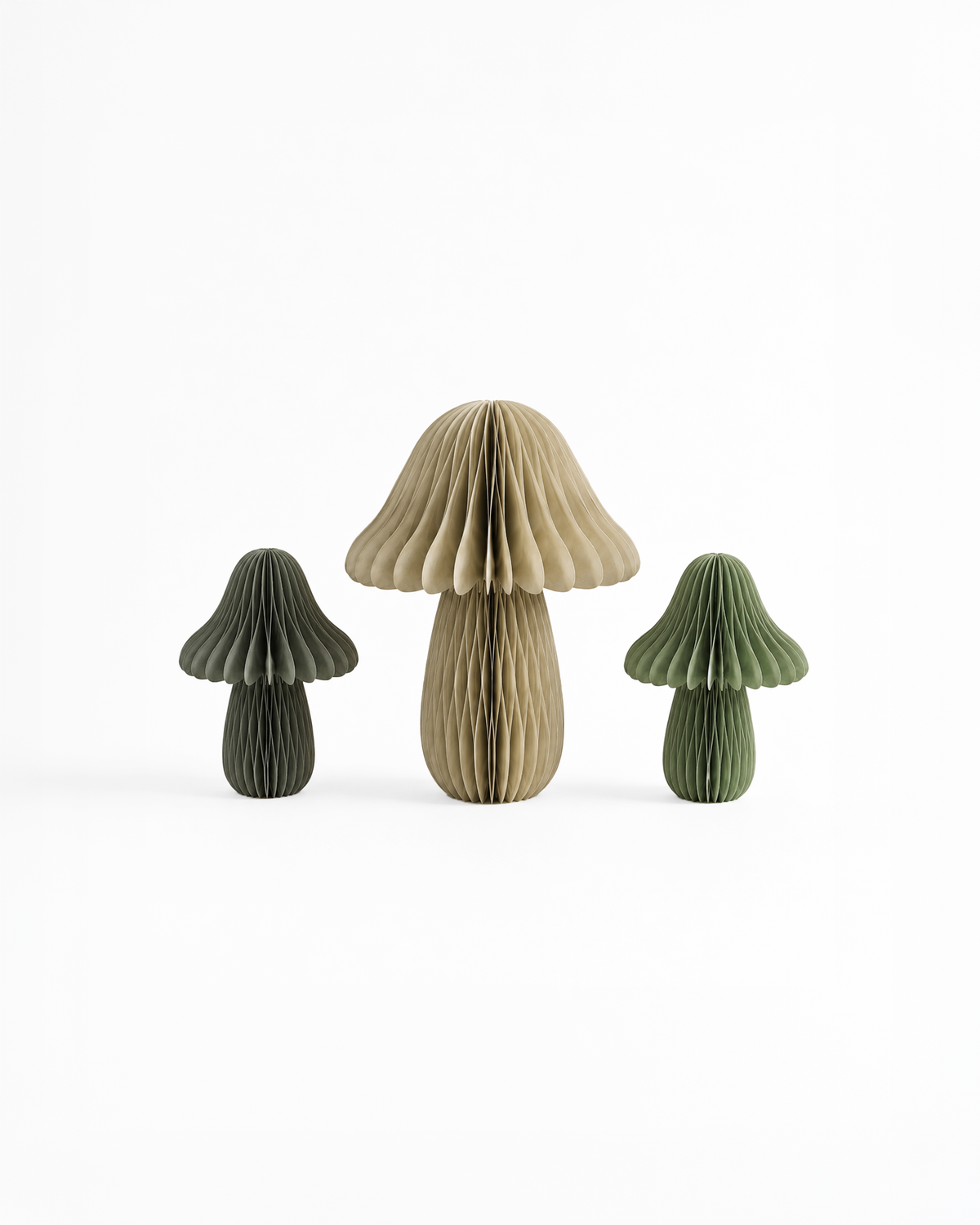 PAPURISM - Bunte Papierpilze Herbstdeko 3-er Set braun