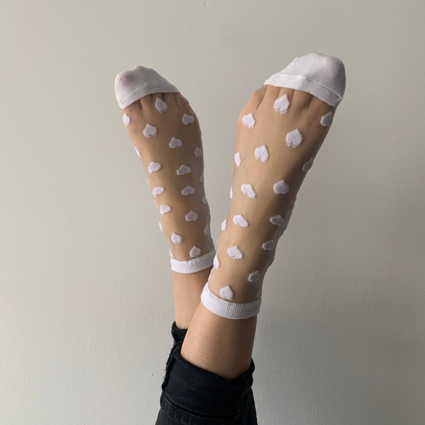 Weiße Herzsocken - Sockette
