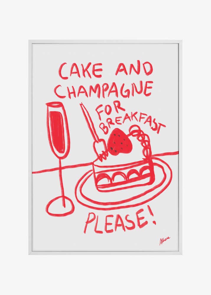 Print Kuchen und Champagner rot - Pictufy