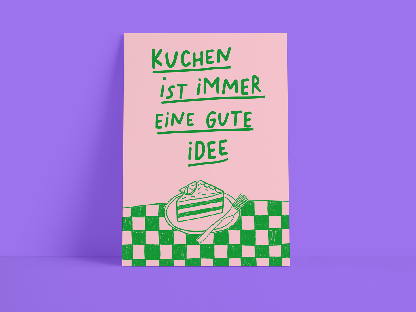 Studio Danii - Postkarte / Kuchen / Rosa / Essen / Spruch / DIN A6