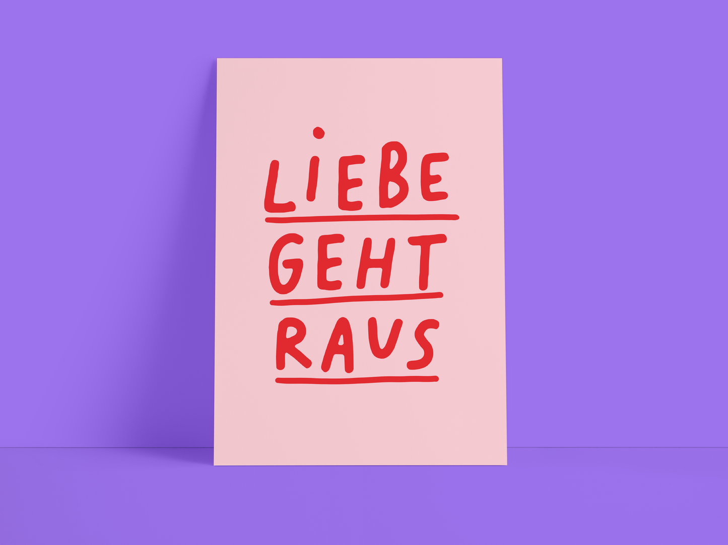 Studio Danii - Postkarte / Liebe geht raus / rosa / rot / Spruch / DIN A6