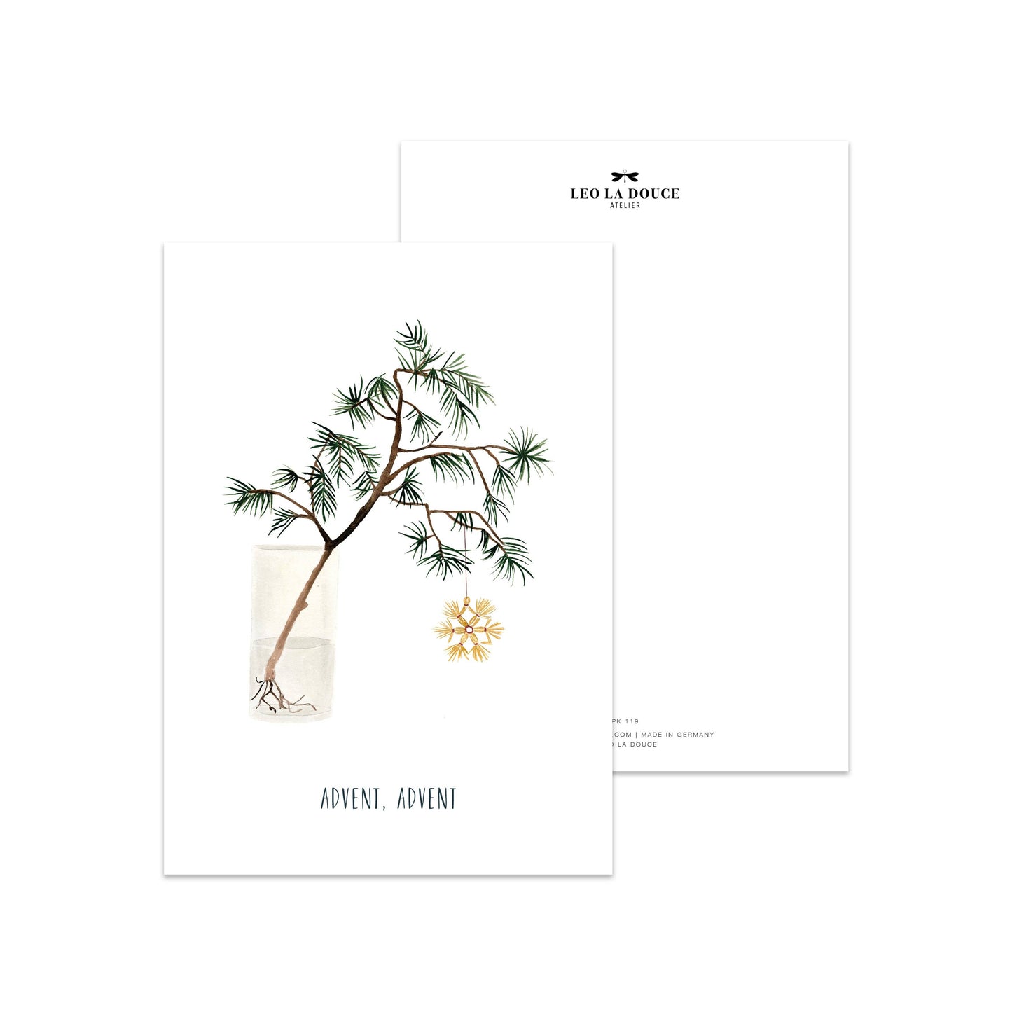 Postkarte - Adventszweig Leo La Douce