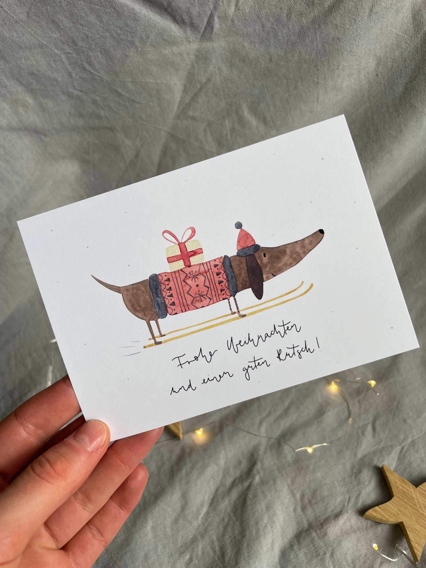 Weihnachtskarte Dackel - Hannas Firlefanz
