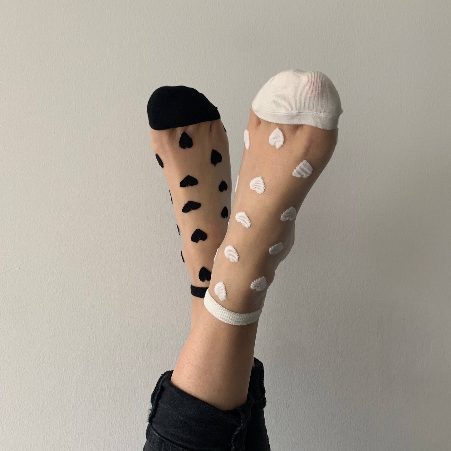 Weiße Herzsocken - Sockette