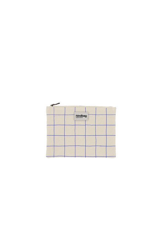 Hindbag - Ema Karierte Tasche in Ecru/Blau