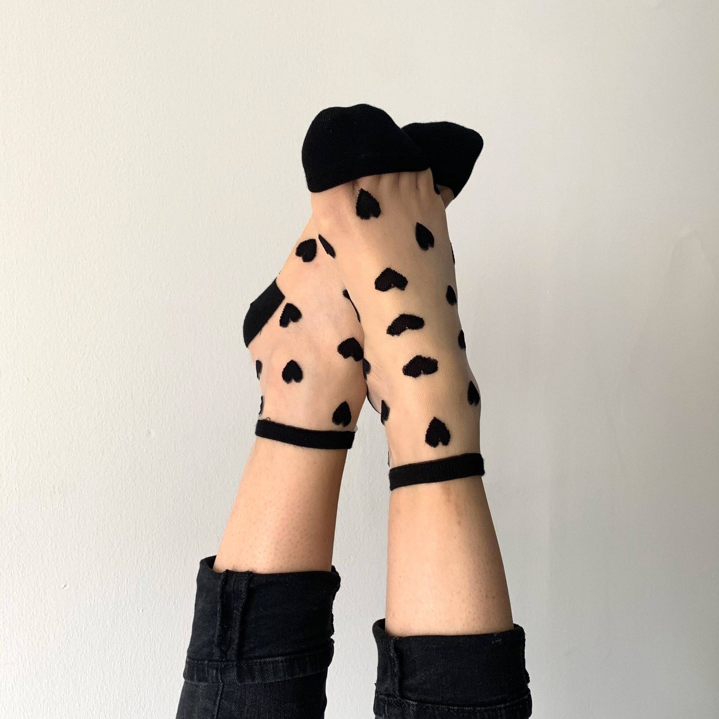 Schwarze Herzsocken - Sockette