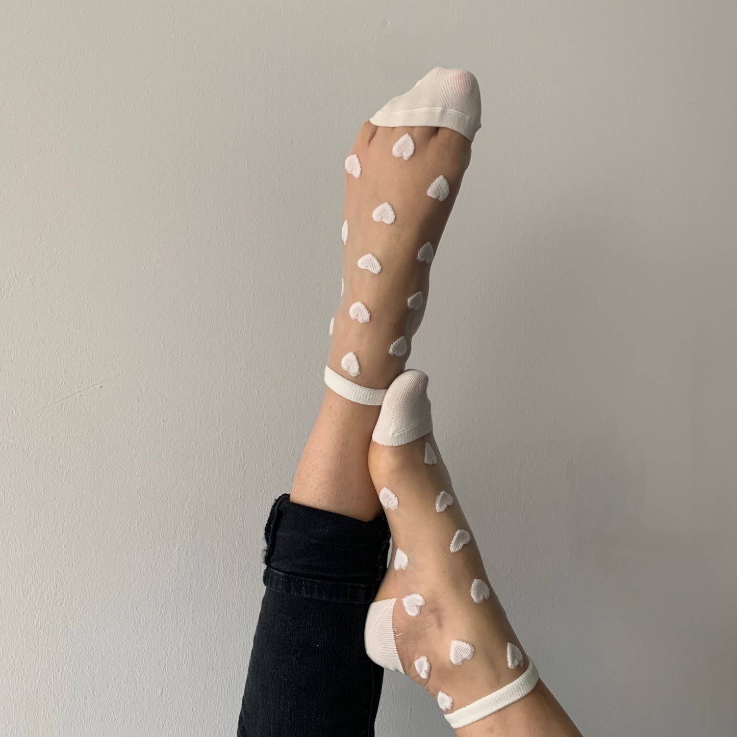 Weiße Herzsocken - Sockette