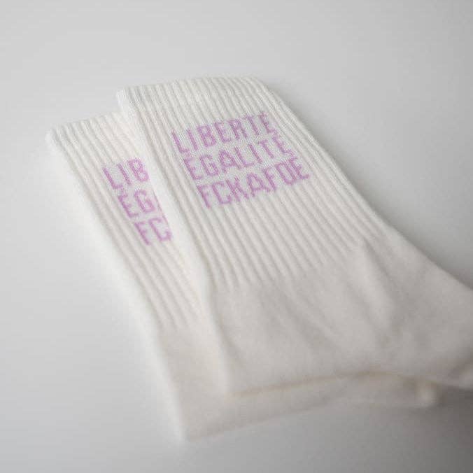 FCKAFDÉ Statement Socken - cream & lavender von Arrel