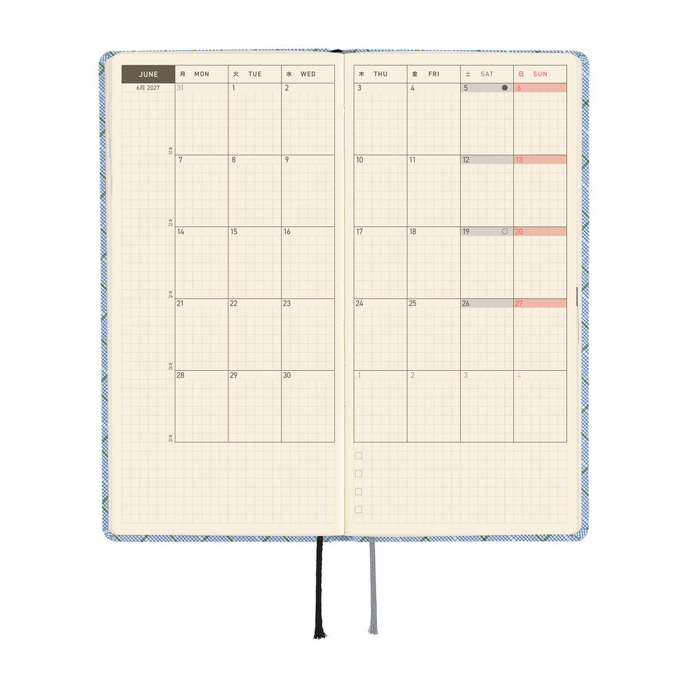 Hobonichi Techo Weeks Shirt Fabric Graph Plaid- 2027