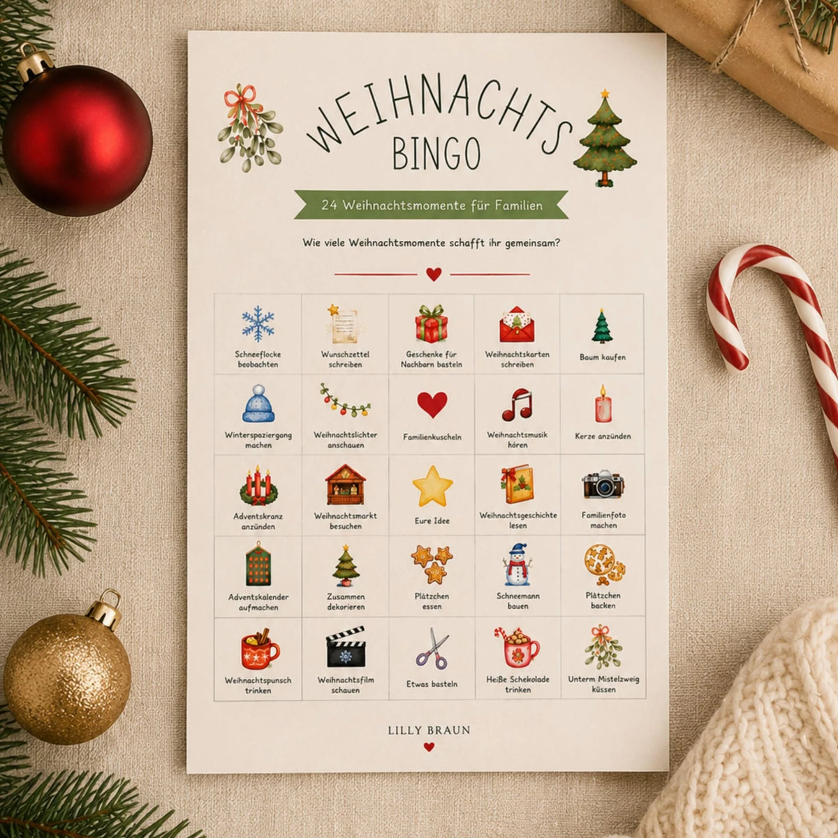 Weihnachts Bingo - 24 Momente für Familien - Lilly Braun