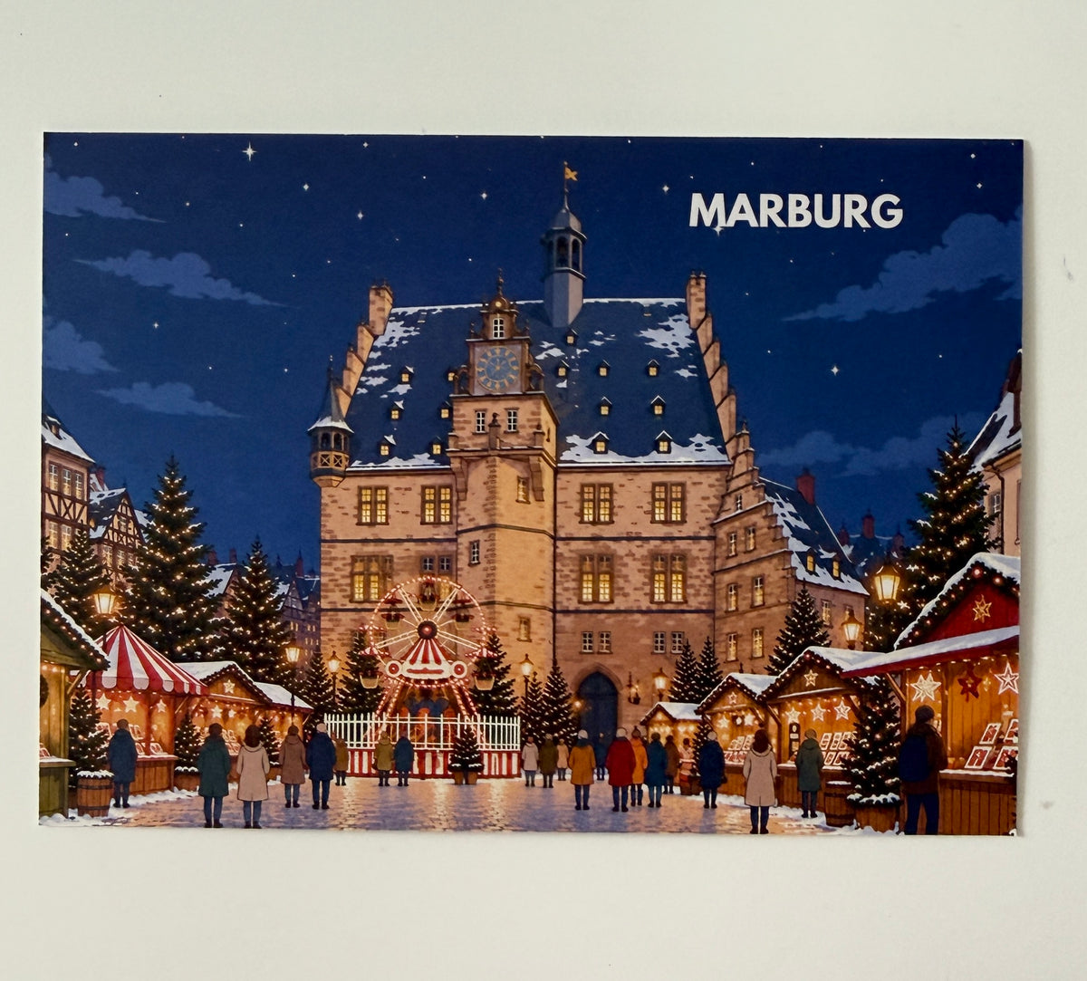 Postkarte Weihnachtsmarkt Marburg