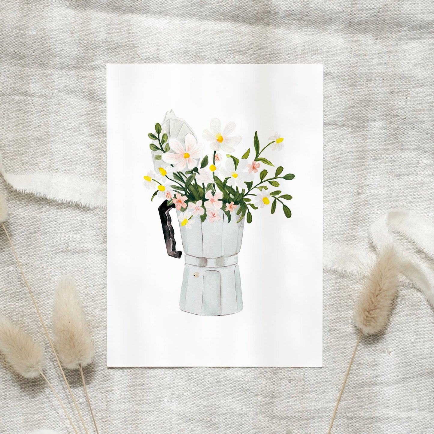 Postkarte - White Espresso bouquet Leo La Douce