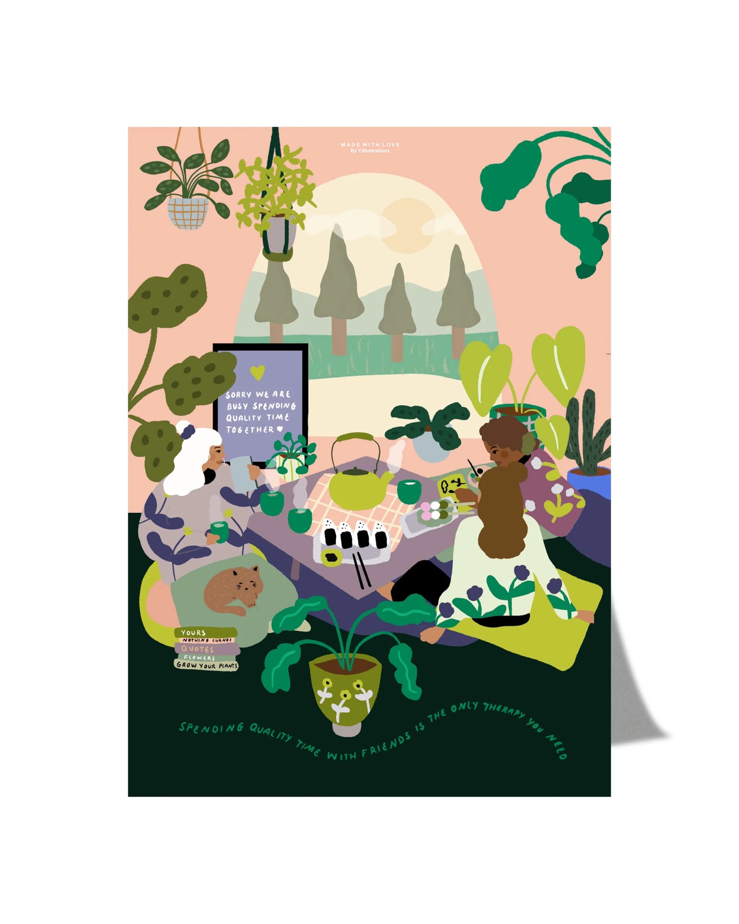 Postkarte - Quality time with friends von y.illustrations