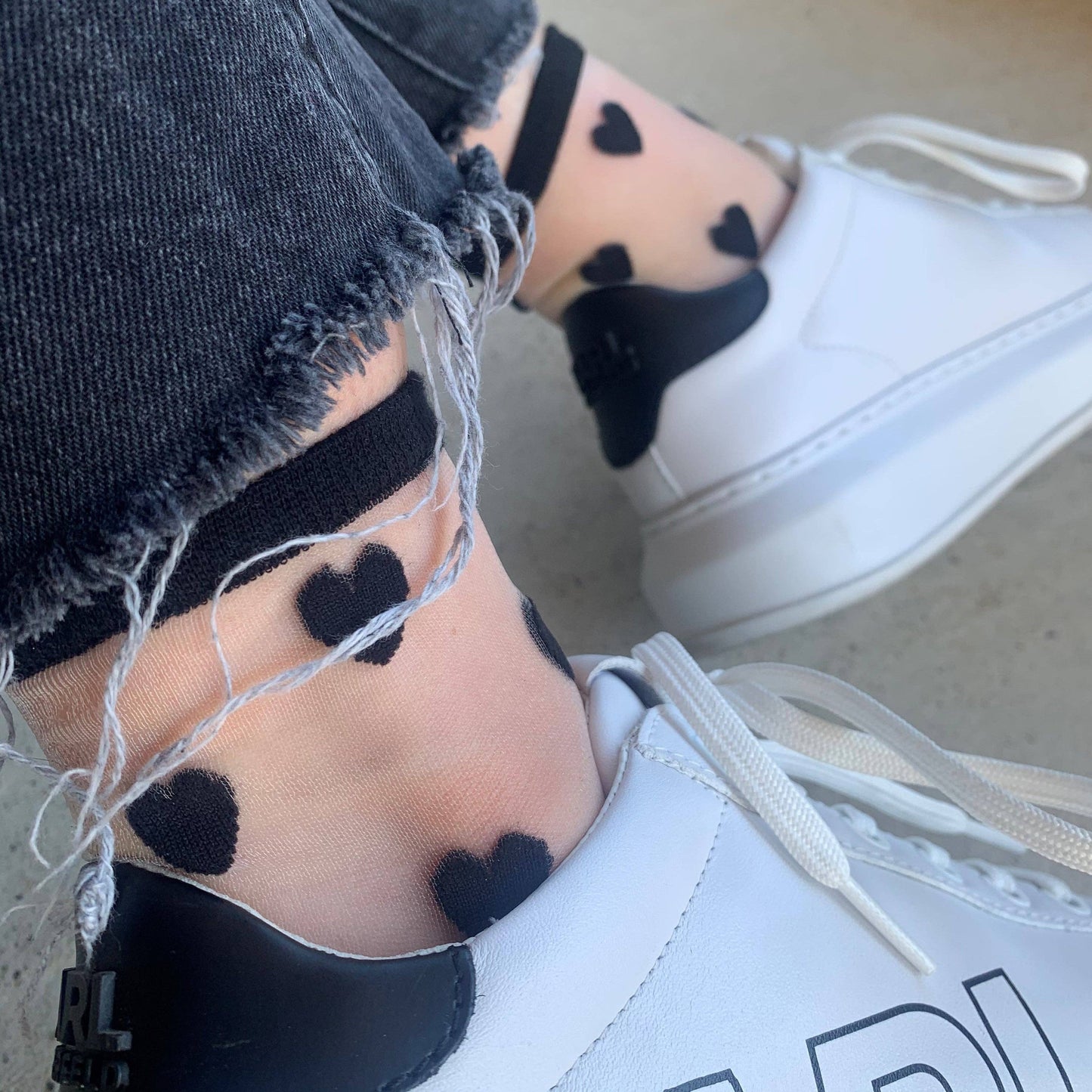 Schwarze Herzsocken - Sockette