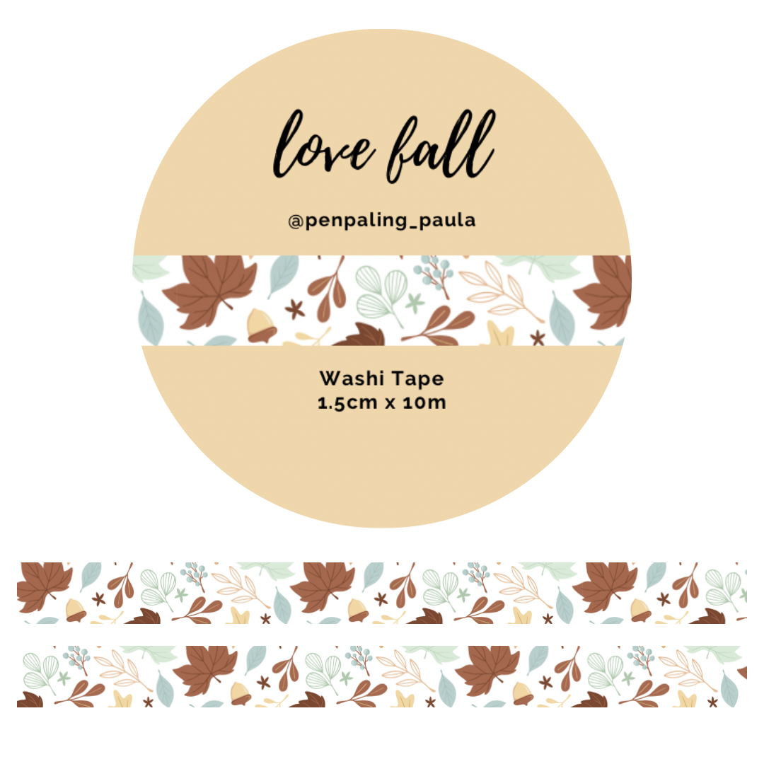 Penpaling Paula - Love Fall Washi Tape - 15 mm x 10 m