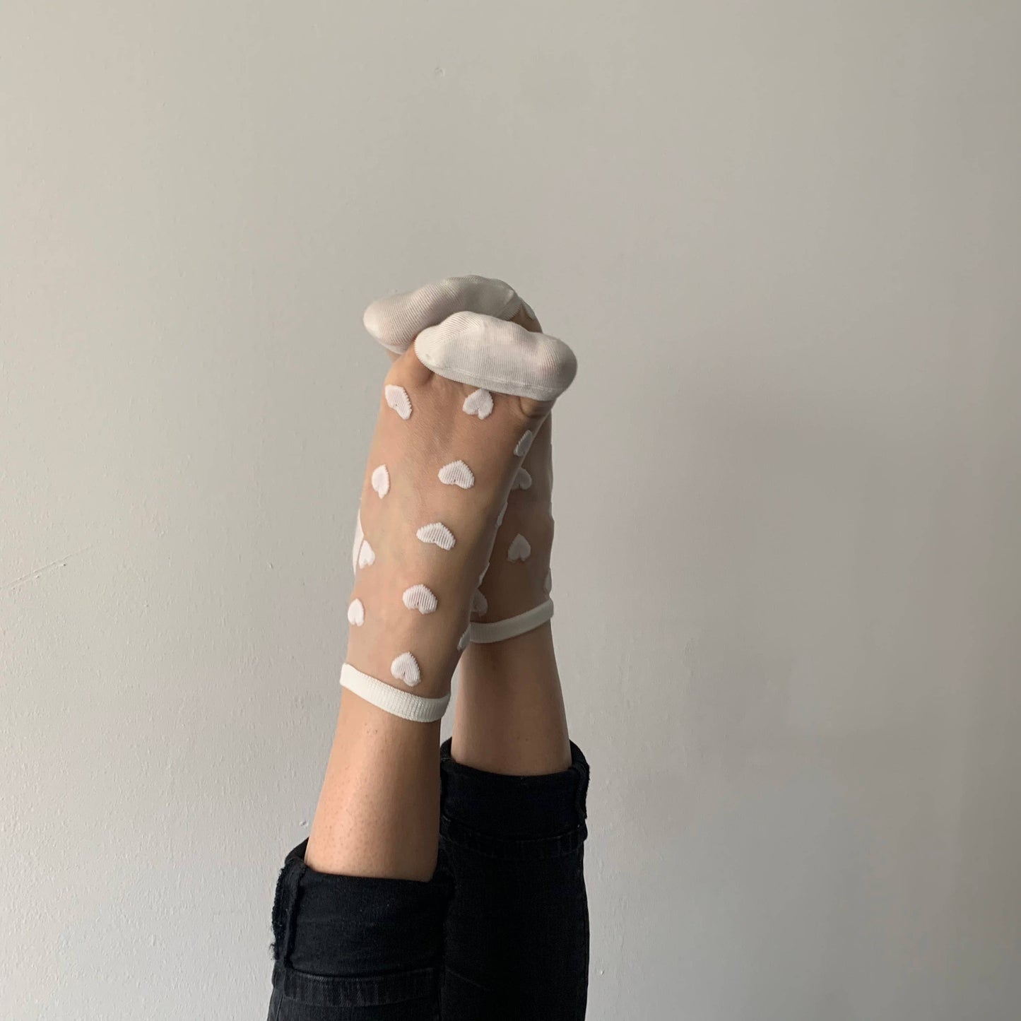 Weiße Herzsocken - Sockette