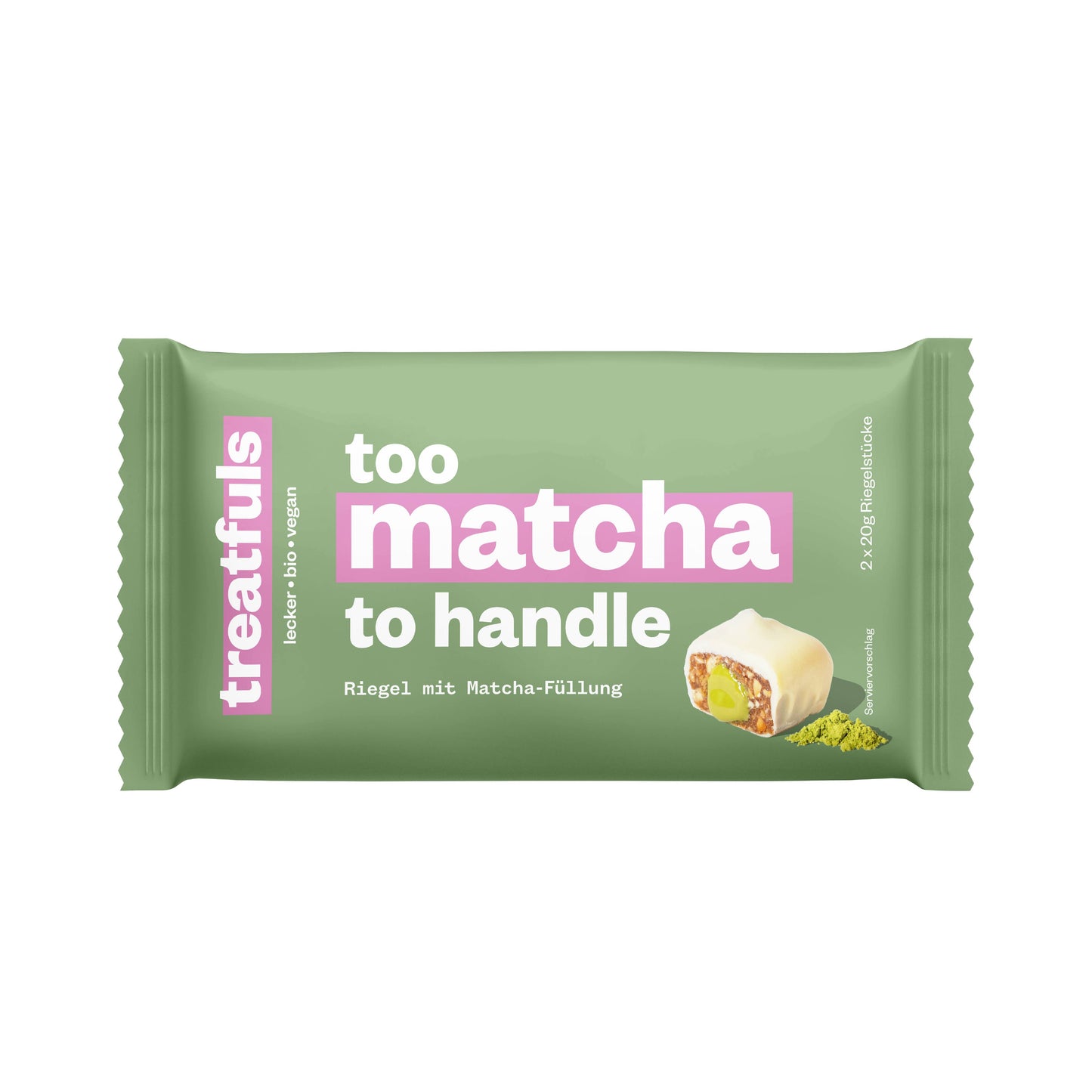 treatfuls - Weiße Schoko Riegel mit Matcha Füllung bio + vegan
