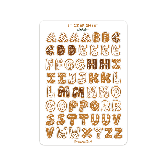 Muchable - A5 Aufkleberbogen/Stickerbogen - Weihnachtsplätzchen-Alphabet