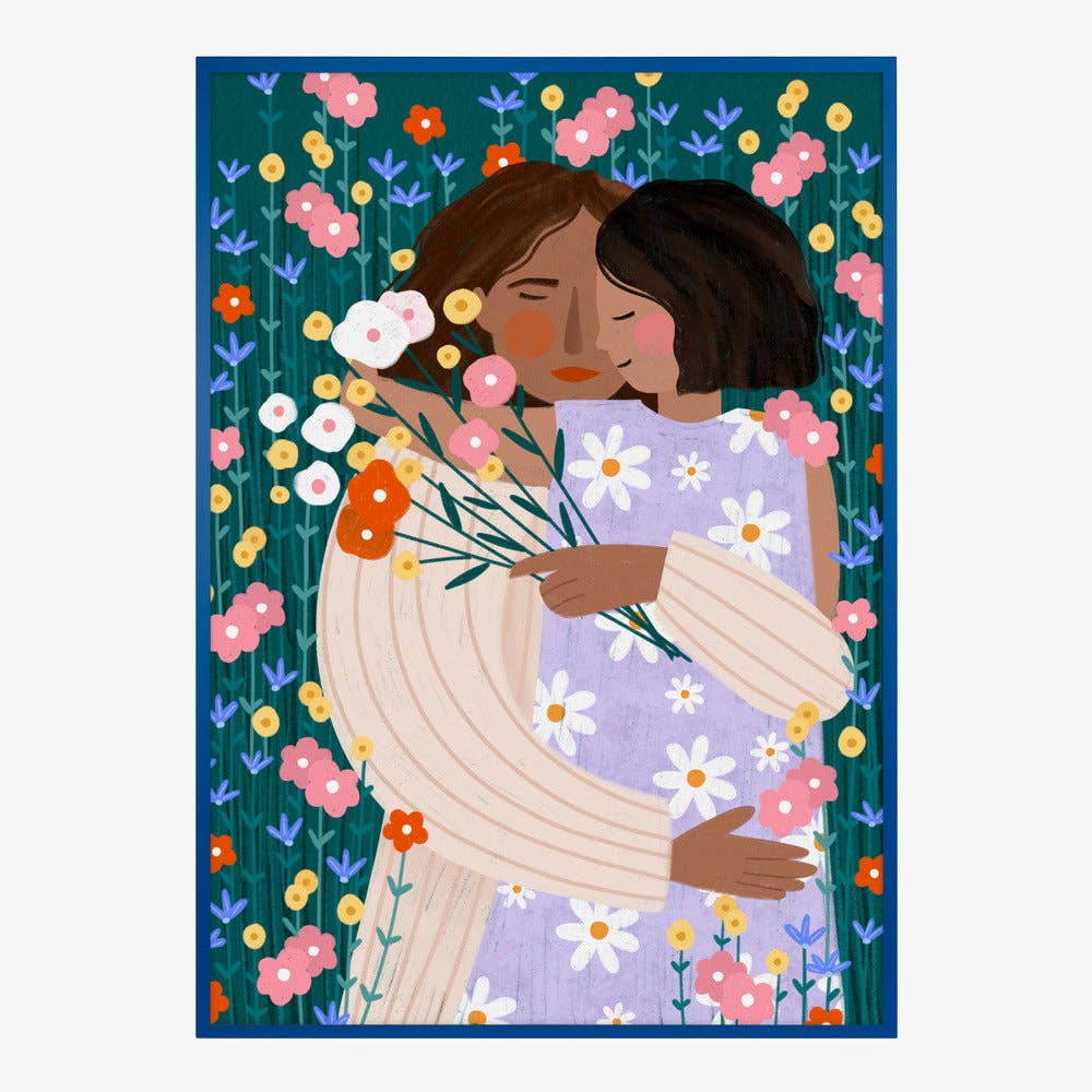 Pictufy - Kunstdruck: Zwei Frauen in floraler Umarmung – malerisch