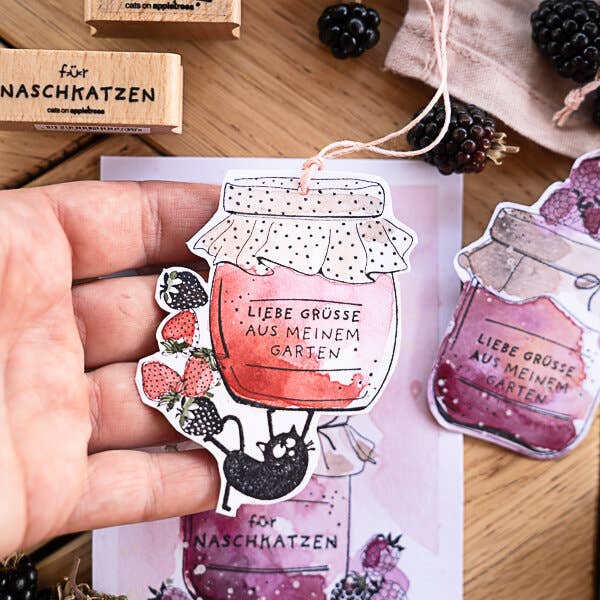 Stempel Marmeladenglas 3 - cats on appletrees
