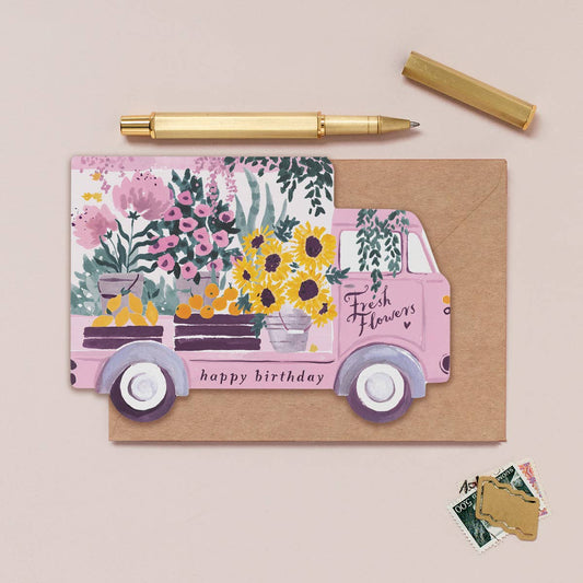 Flower Truck Geburtstagskarte | Weibliche Geburtstagskarte | Floral Sister Paper
