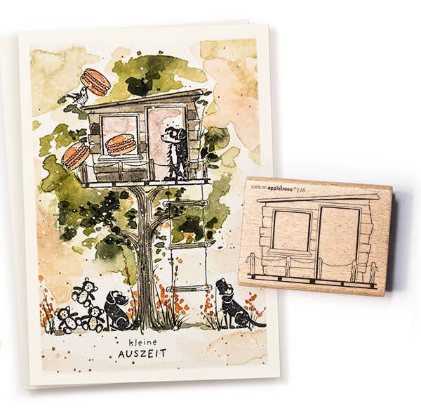 cats on appletrees - Stempel Haus 16 Holzhütte Baumhaus Strandhaus