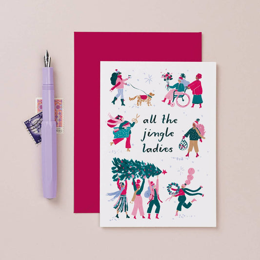 Jingle Weihnachtskarte für Damen | Weihnachtskarten | Weihnachtskarten Sister Paper