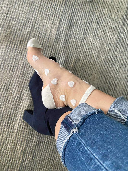 Weiße Herzsocken - Sockette