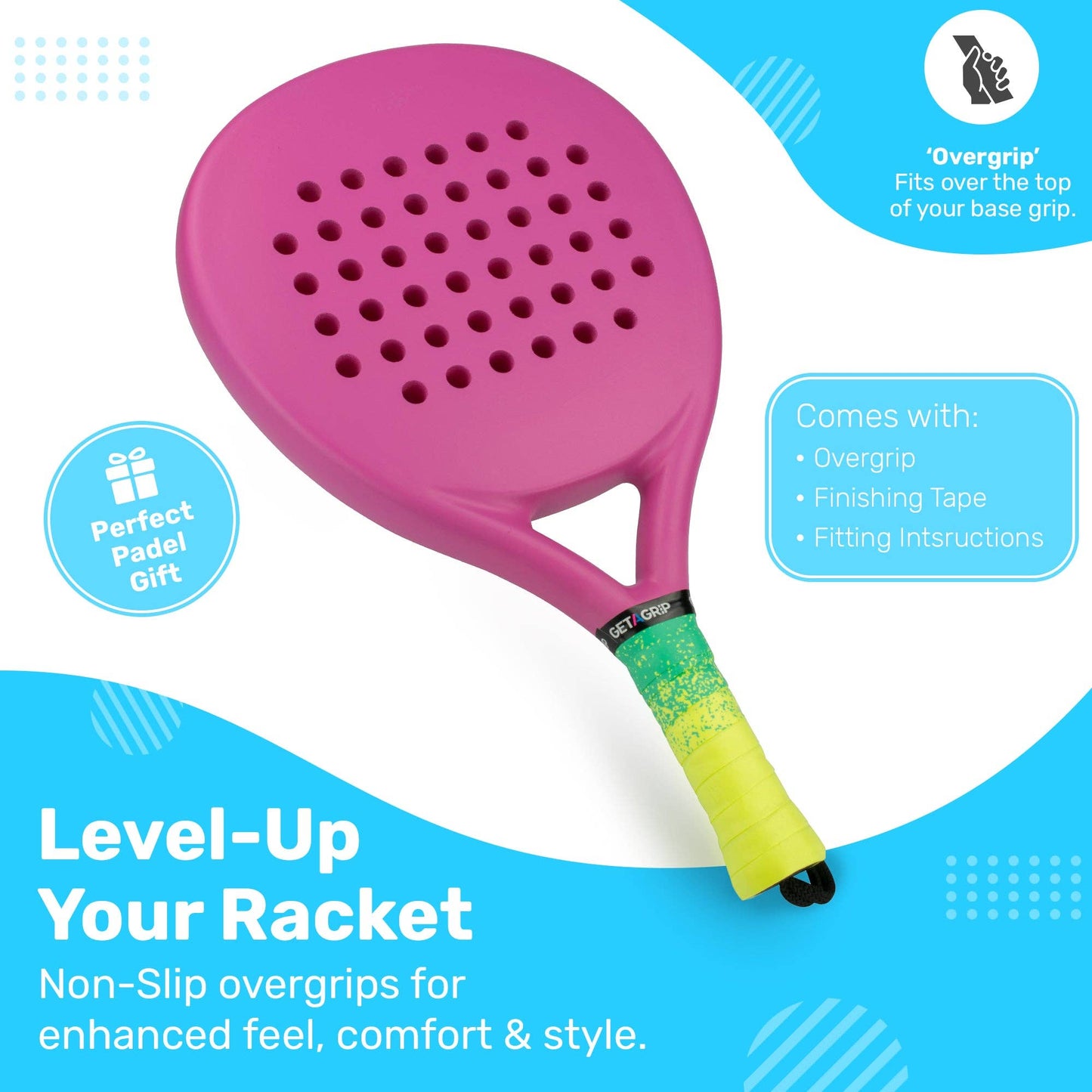 Overgrip Padel Tennis Flair 3er Set Get A Grip Club - Griffband mit Style