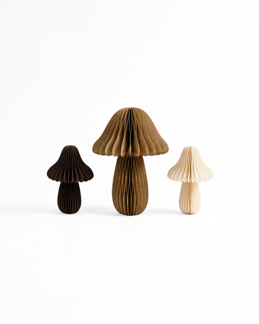 PAPURISM - Bunte Papierpilze Herbstdeko 3-er Set braun