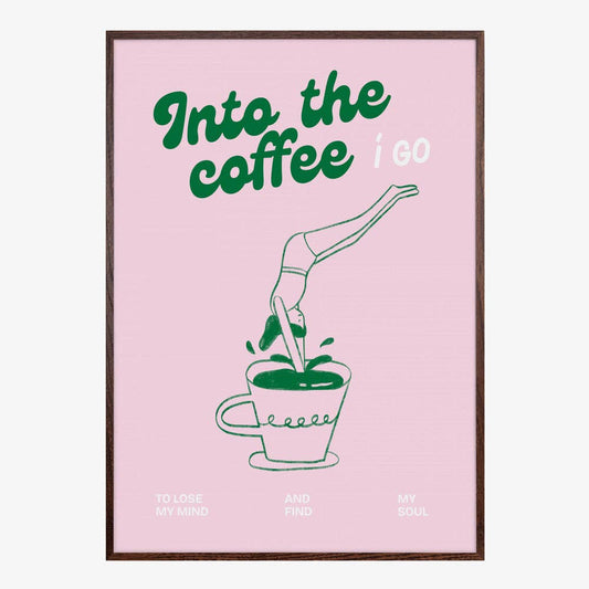 Pictufy - Rosa Kaffee-Taucher Kunstdruck – Pop-Grafik