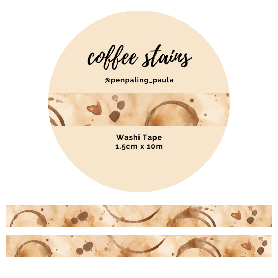 Penpaling Paula - Coffee Stains Washi Tape – 15 mm x 10 m