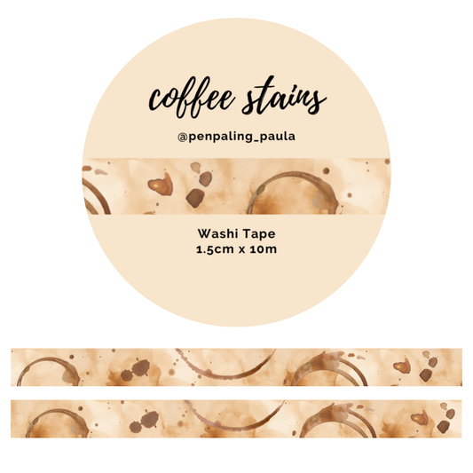 Penpaling Paula - Coffee Stains Washi Tape – 15 mm x 10 m