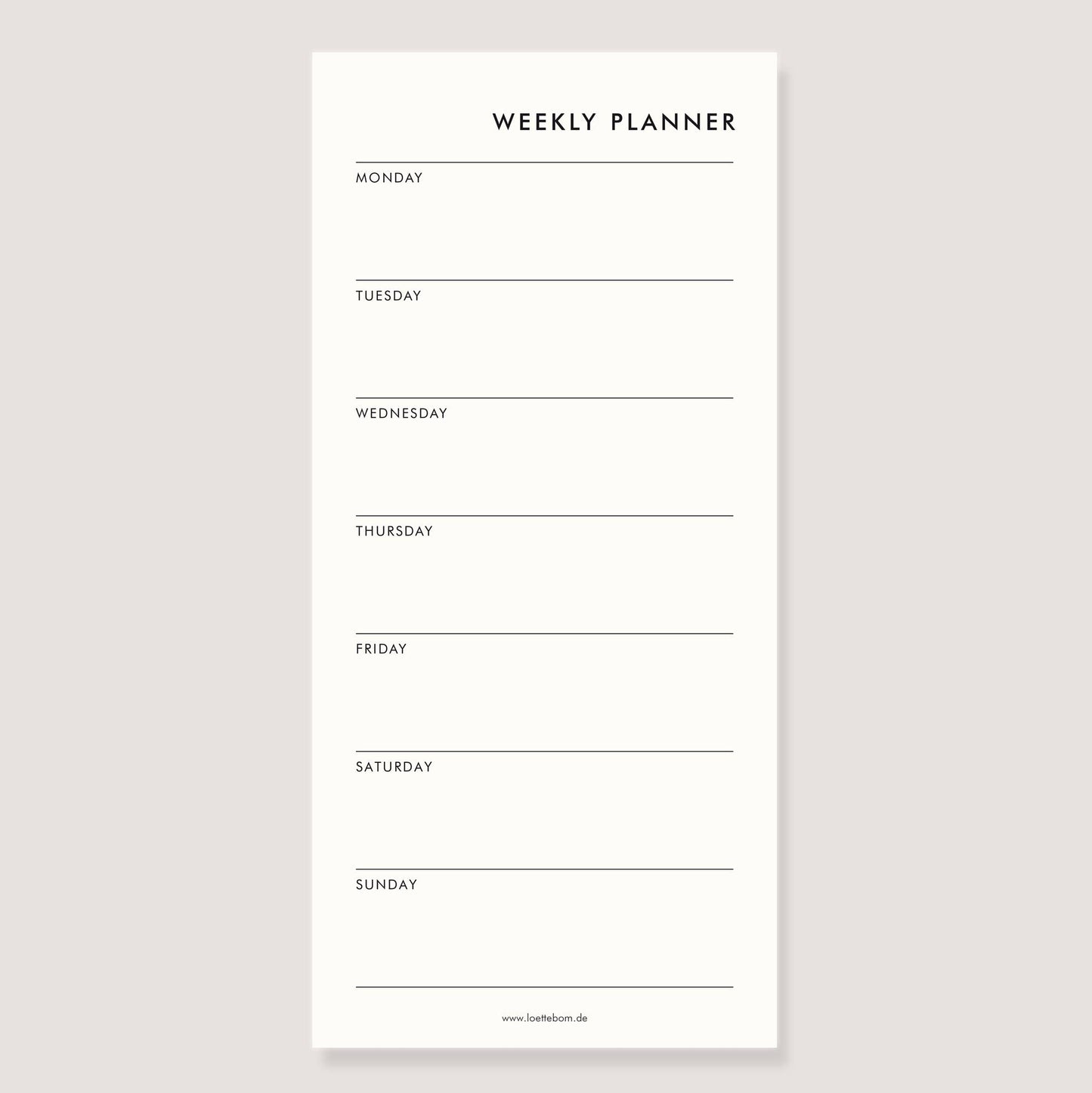 Notizblock - "Weekly Planner" von LOTTEBOM