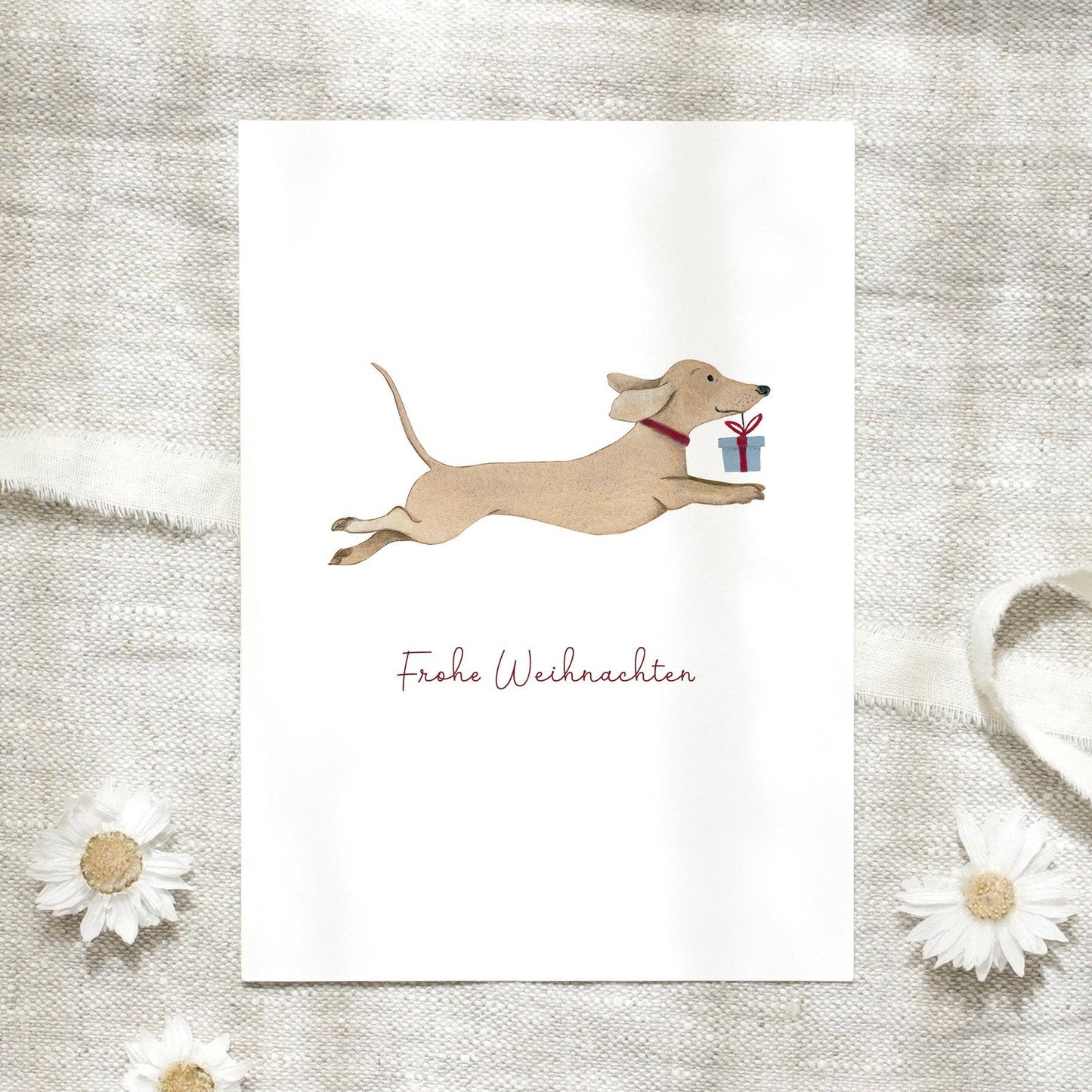 Postkarte · Weihnachtsdackel von Leo La Douce