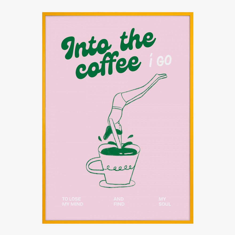 Pictufy - Rosa Kaffee-Taucher Kunstdruck – Pop-Grafik