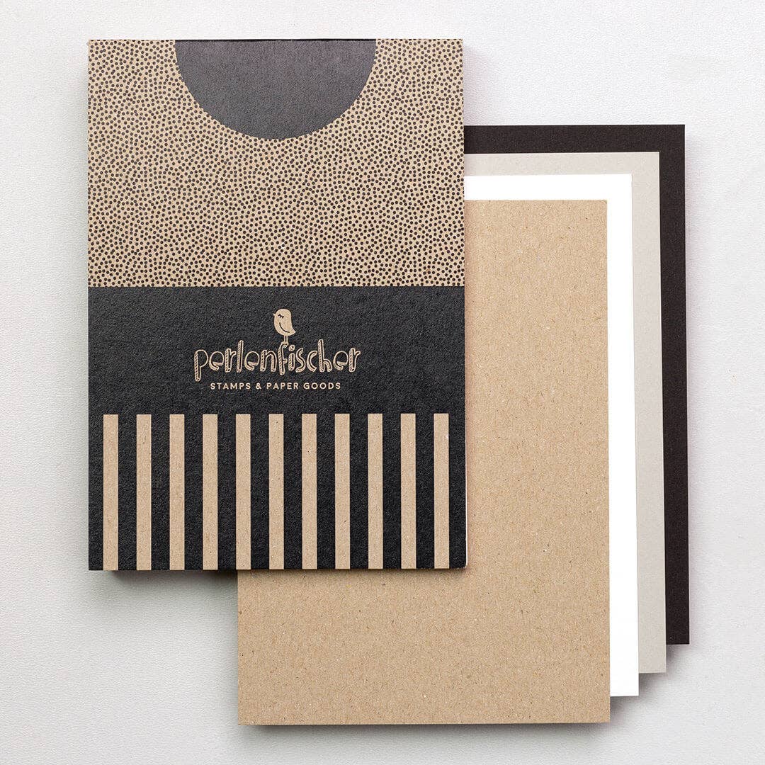 Block 60 Karten A6 | 4 verschiedene Papiere von Perlenfischer