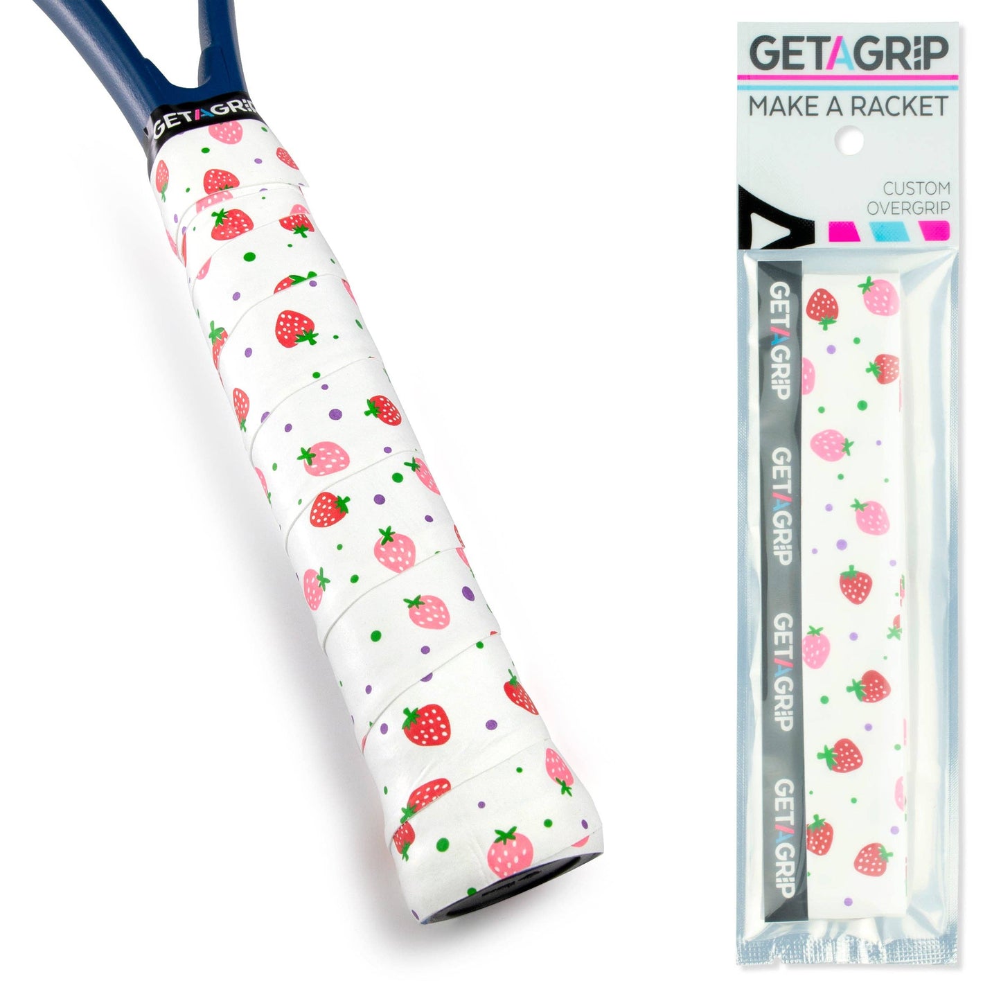 Overgrip Tennis  oder Padel Erdbeeren & Sahne Get A Grip Club - Griffband mit Style