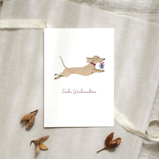Postkarte · Weihnachtsdackel von Leo La Douce