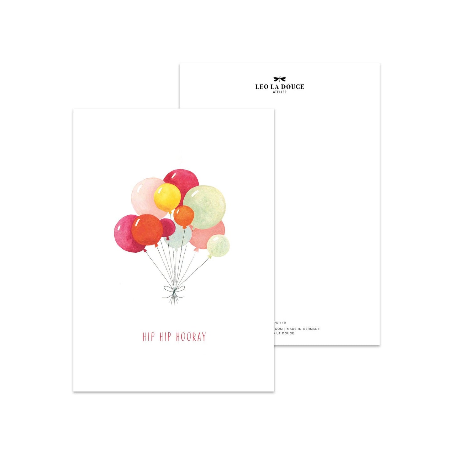 Postkarte · Hip Hip Hooray | Balloons - Leo La Douce