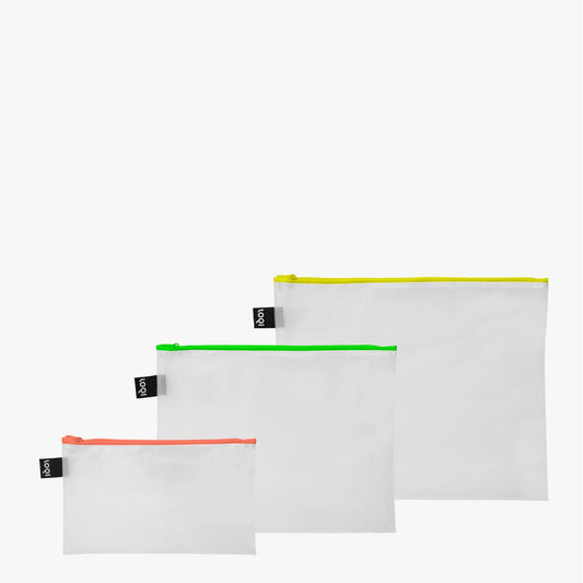 LOQI - TRANSPARENTE milchige Neon-Reißverschlusstaschen