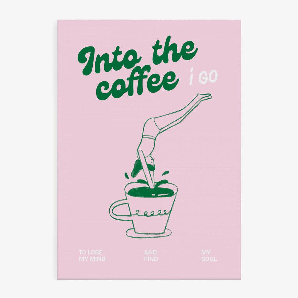 Pictufy - Rosa Kaffee-Taucher Kunstdruck – Pop-Grafik