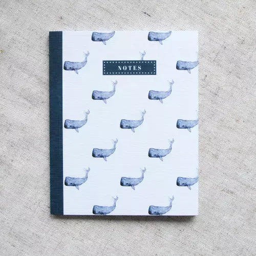 Bleu Coquille - Kleines Notizbuch A6 – Wale
