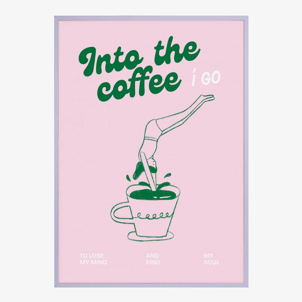 Pictufy - Rosa Kaffee-Taucher Kunstdruck – Pop-Grafik