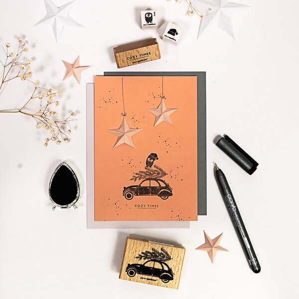 cats on appletrees - Stempel Auto 3 mit Weihnachtsbaum