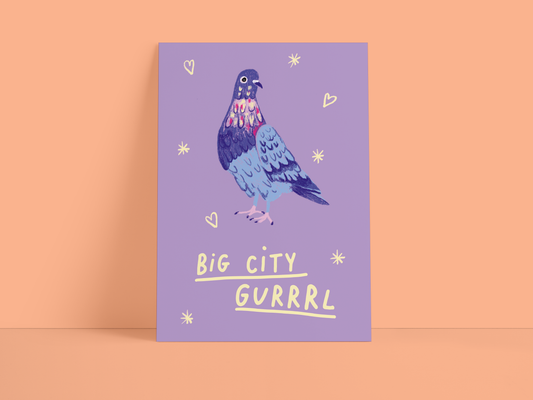 Studio Danii - Postkarte / Big City Gurrrl / Taube / Spruch / DIN A6