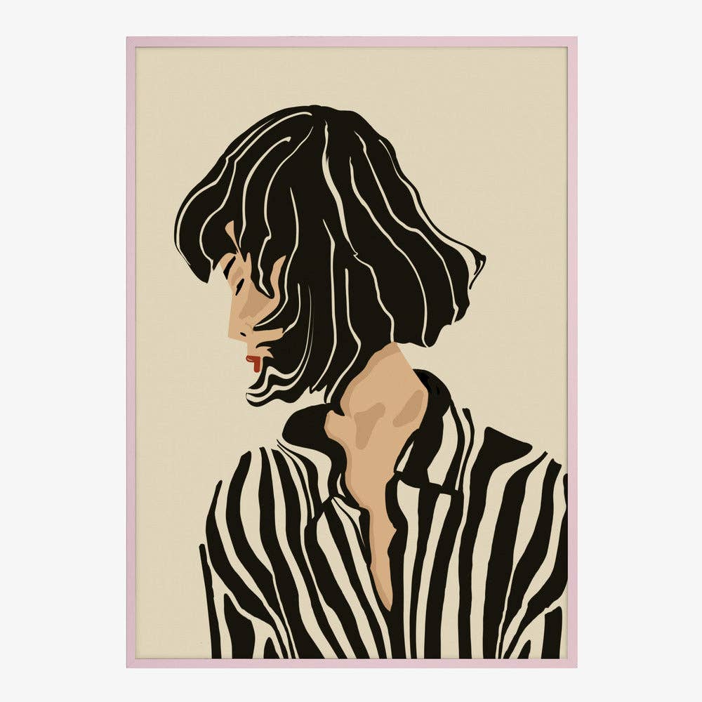 Pictufy Wholesale - Frauenprofil mit Bob‑Frisur – Kunstdruck, modern und grafisch