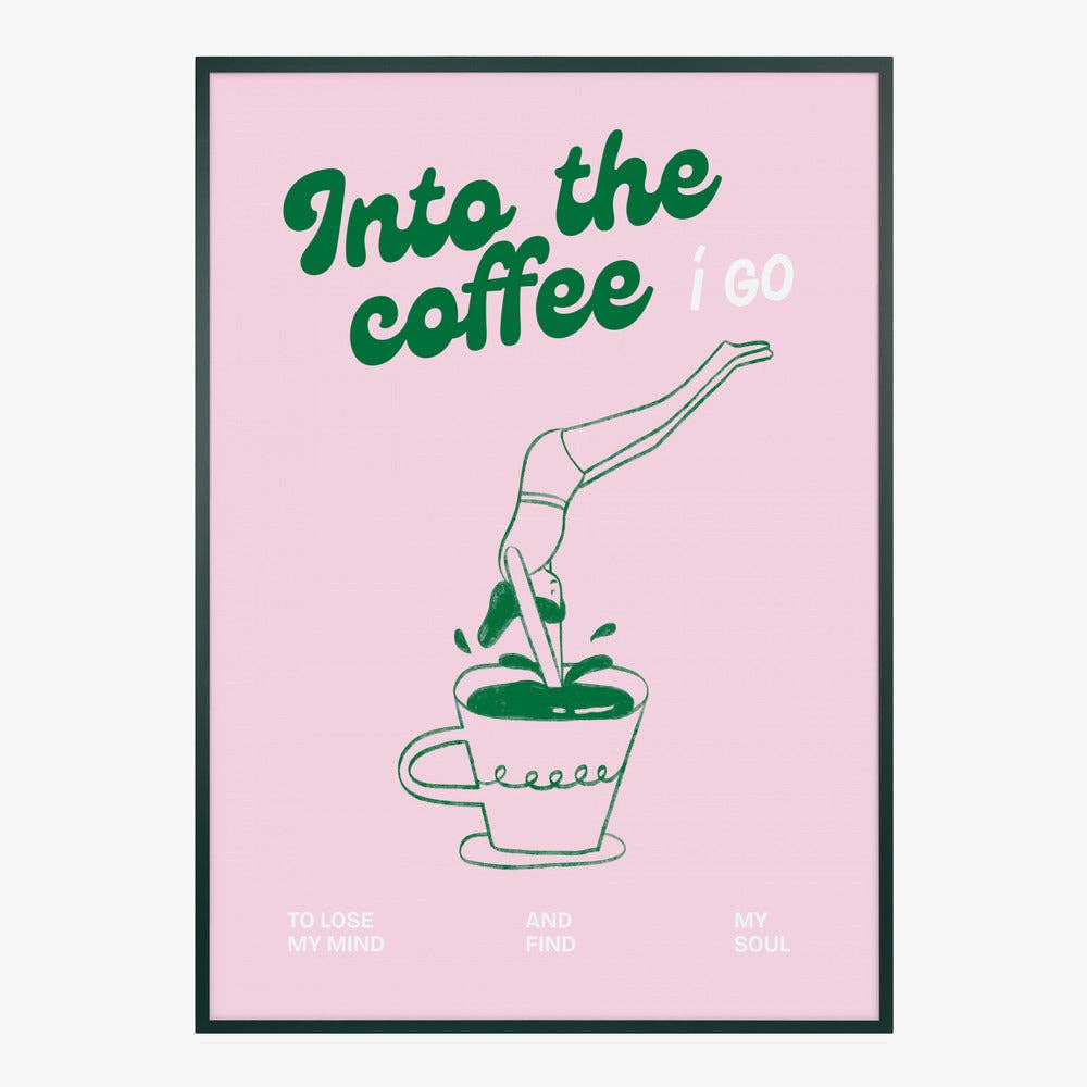 Pictufy - Rosa Kaffee-Taucher Kunstdruck – Pop-Grafik